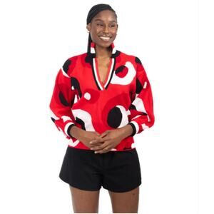 Emily‎ MCCarthy Lolli Sweater - Red Collegiate Cheetah NWT size xs
